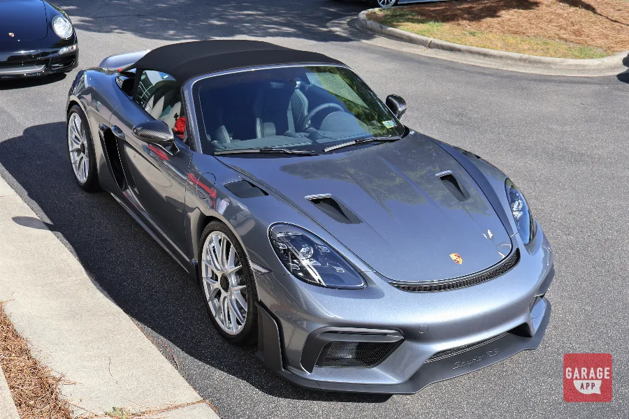 Porsche 718 Spyder RS rear three-quarter view mid-engine roadster