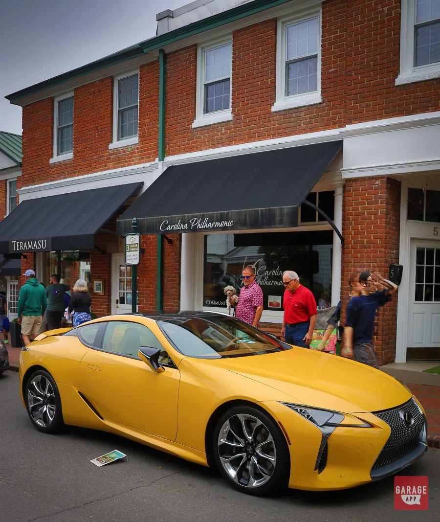 Lexus LC 500 luxury coupe photographed from a front corner angle, emphasizing its exotic-car proportions.