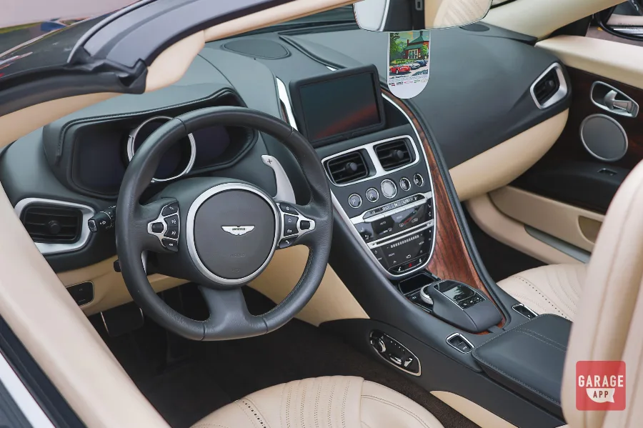 Aston Martin DB11 Volante interior tan leather dashboard