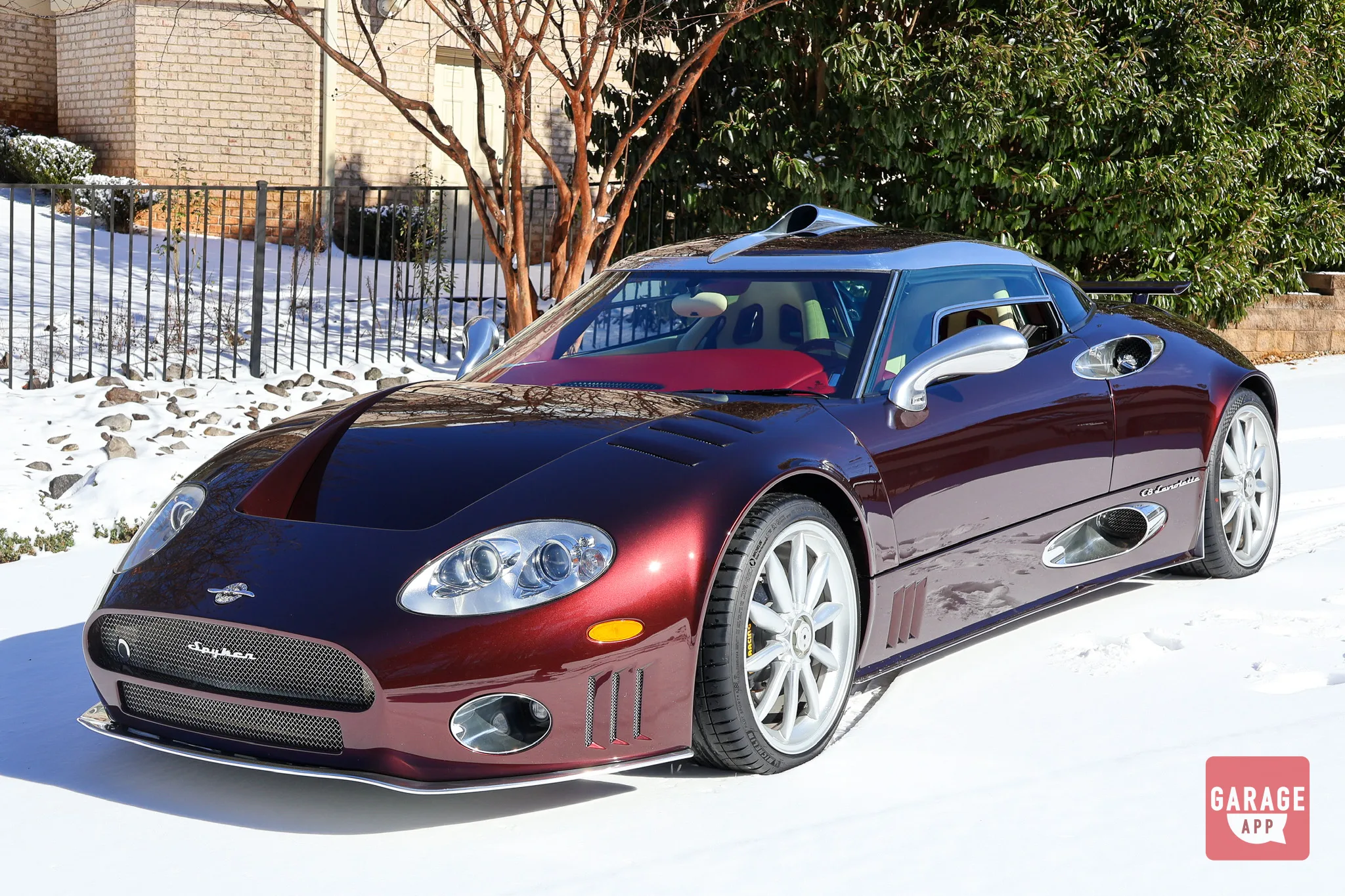Spyker #206 after restoration, front 3/4 in snow