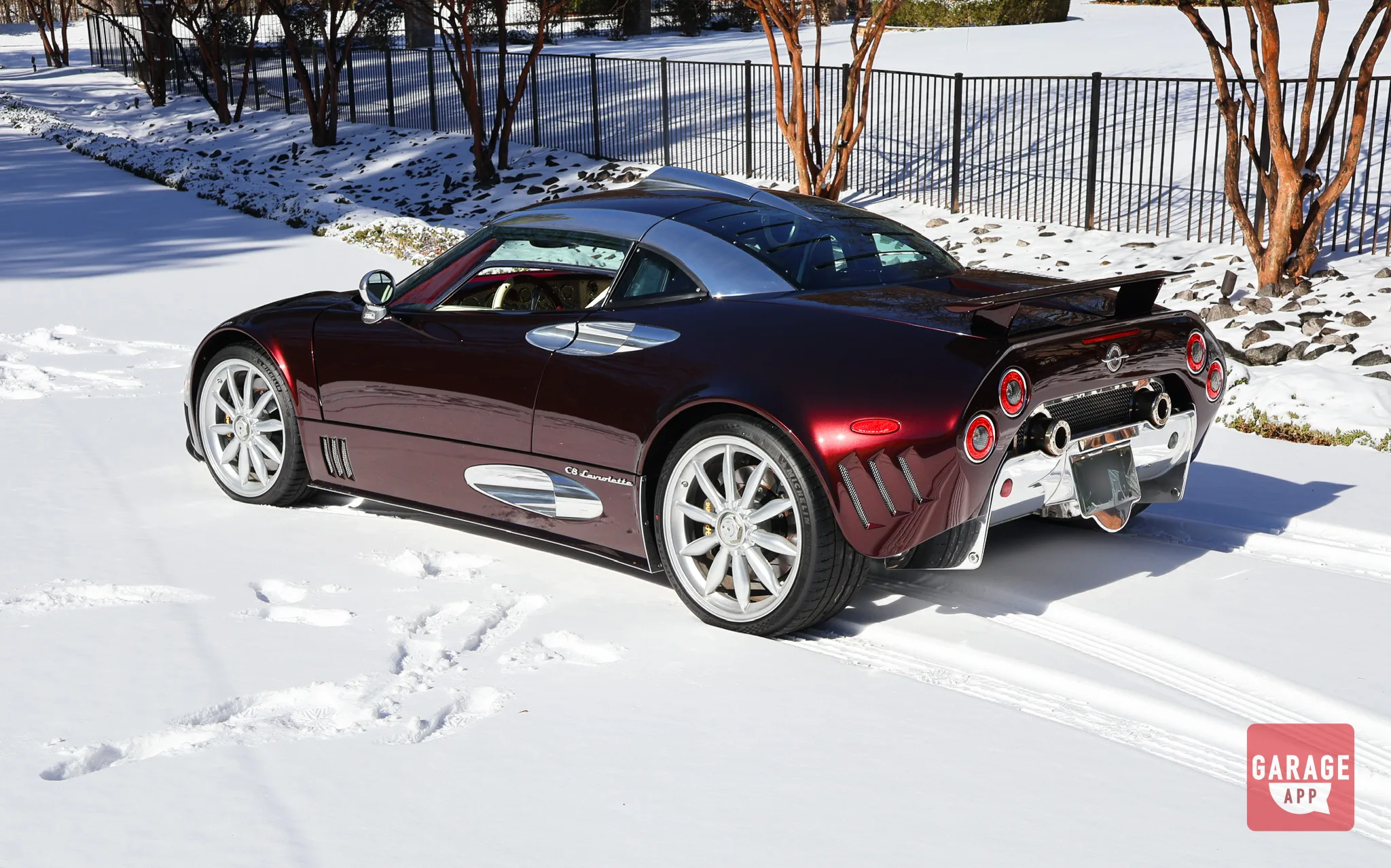 Spyker rear quarter profile in snow