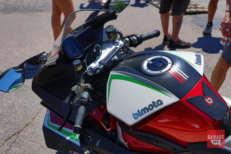 Bimota Tesi H2 cockpit dashboard and handlebar view close-up