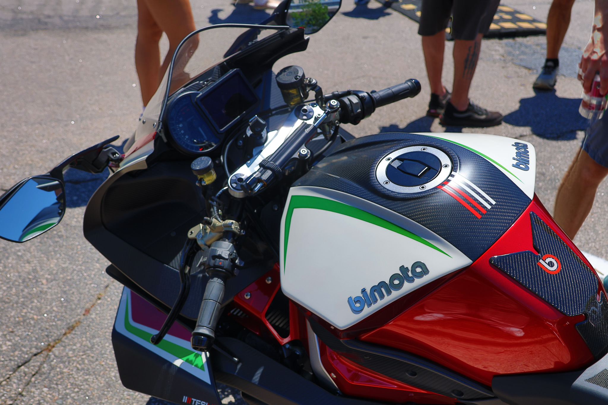 Bimota Tesi H2 cockpit dashboard and handlebar view close-up
