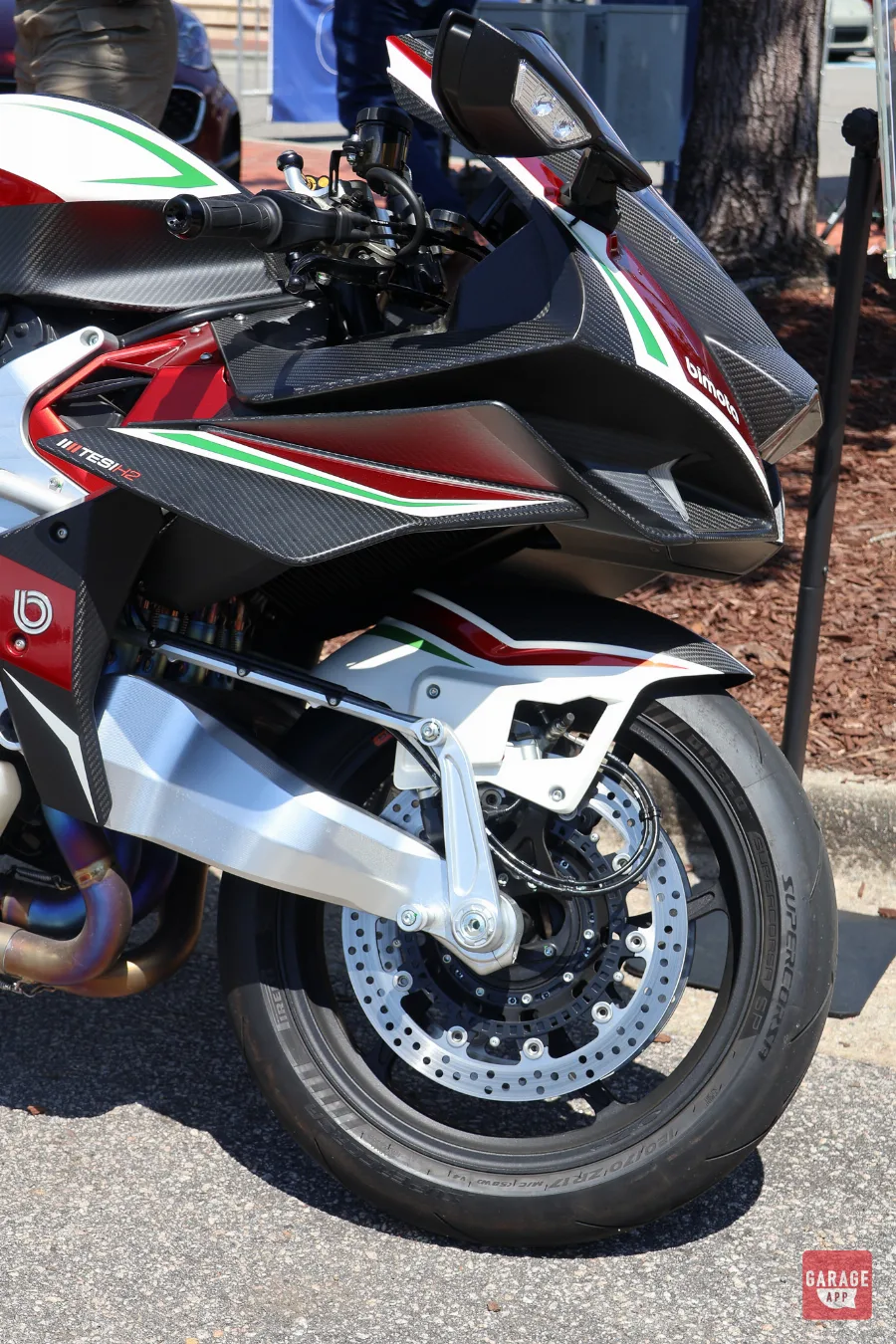 Bimota Tesi H2 front wheel Brembo brakes detail shot