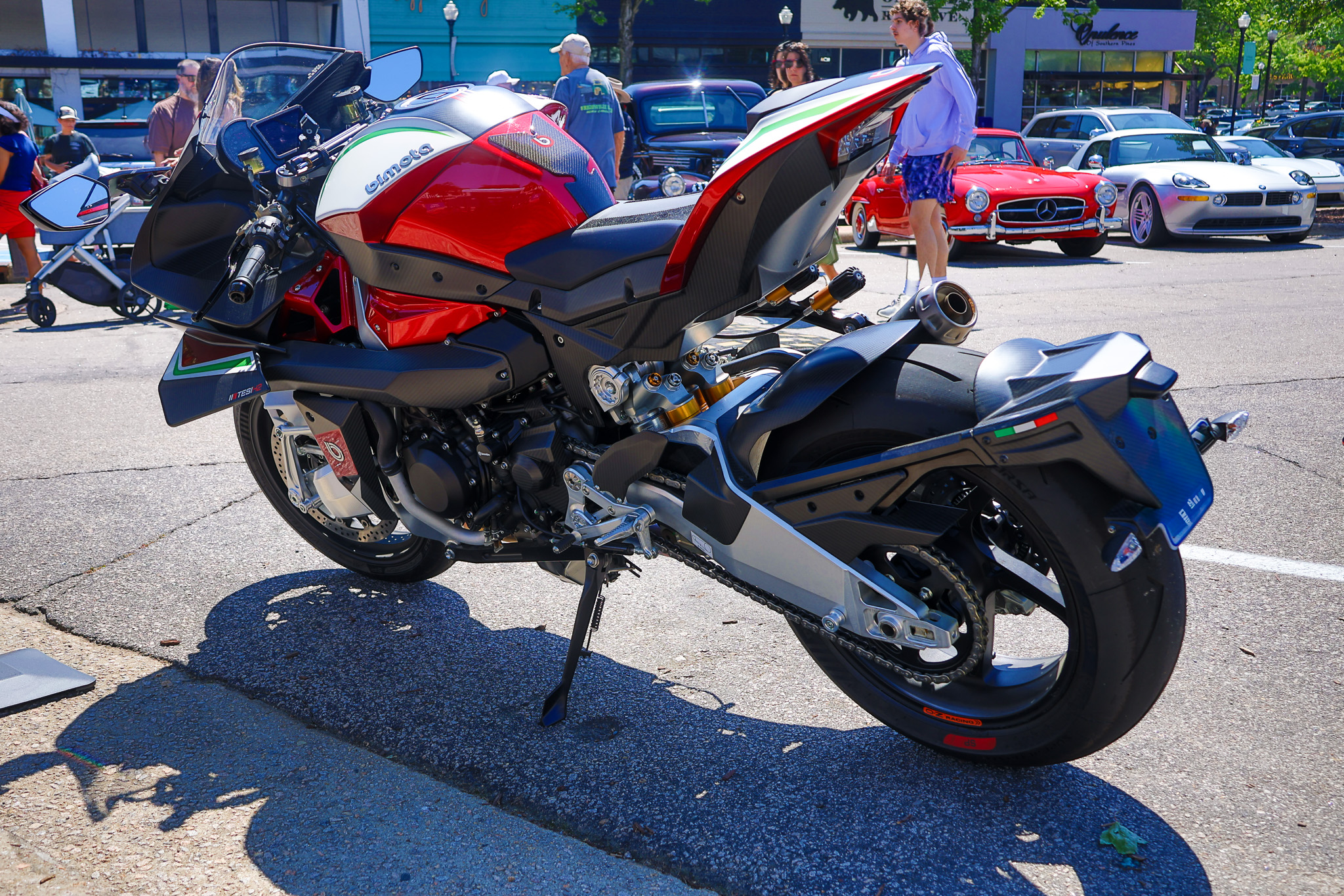 Bimota Tesi H2 rear three-quarter view titanium exhaust