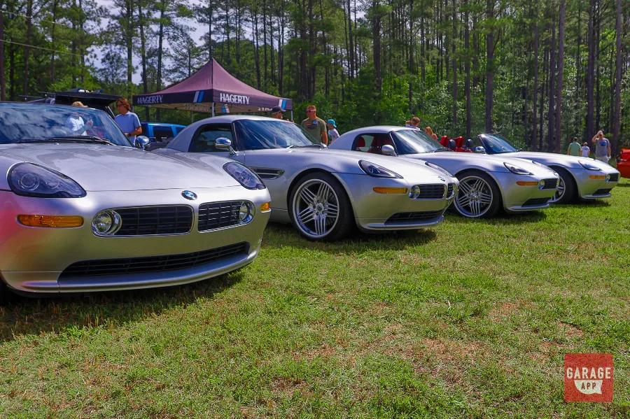 BMW Z8 sports cars lined up at the Europäisch European automotive gathering.