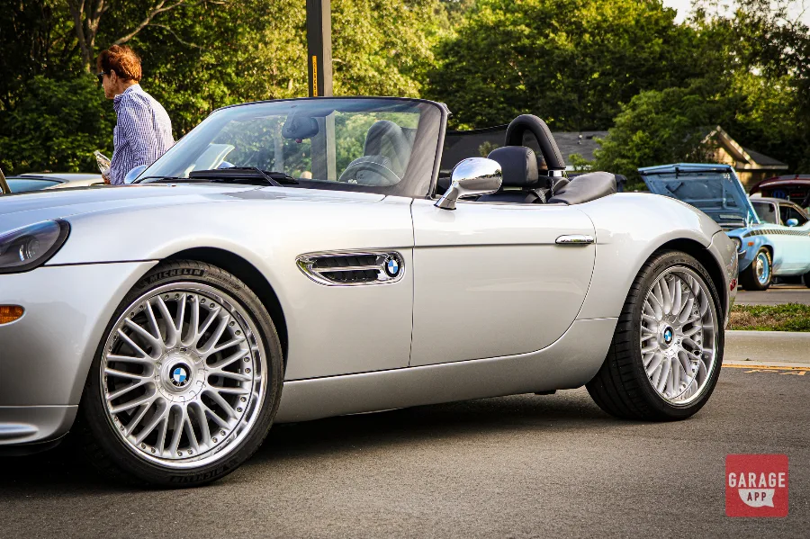 BMW Z8 roadster photographed at an automotive gathering, highlighting one of BMW's most collectible modern classics.