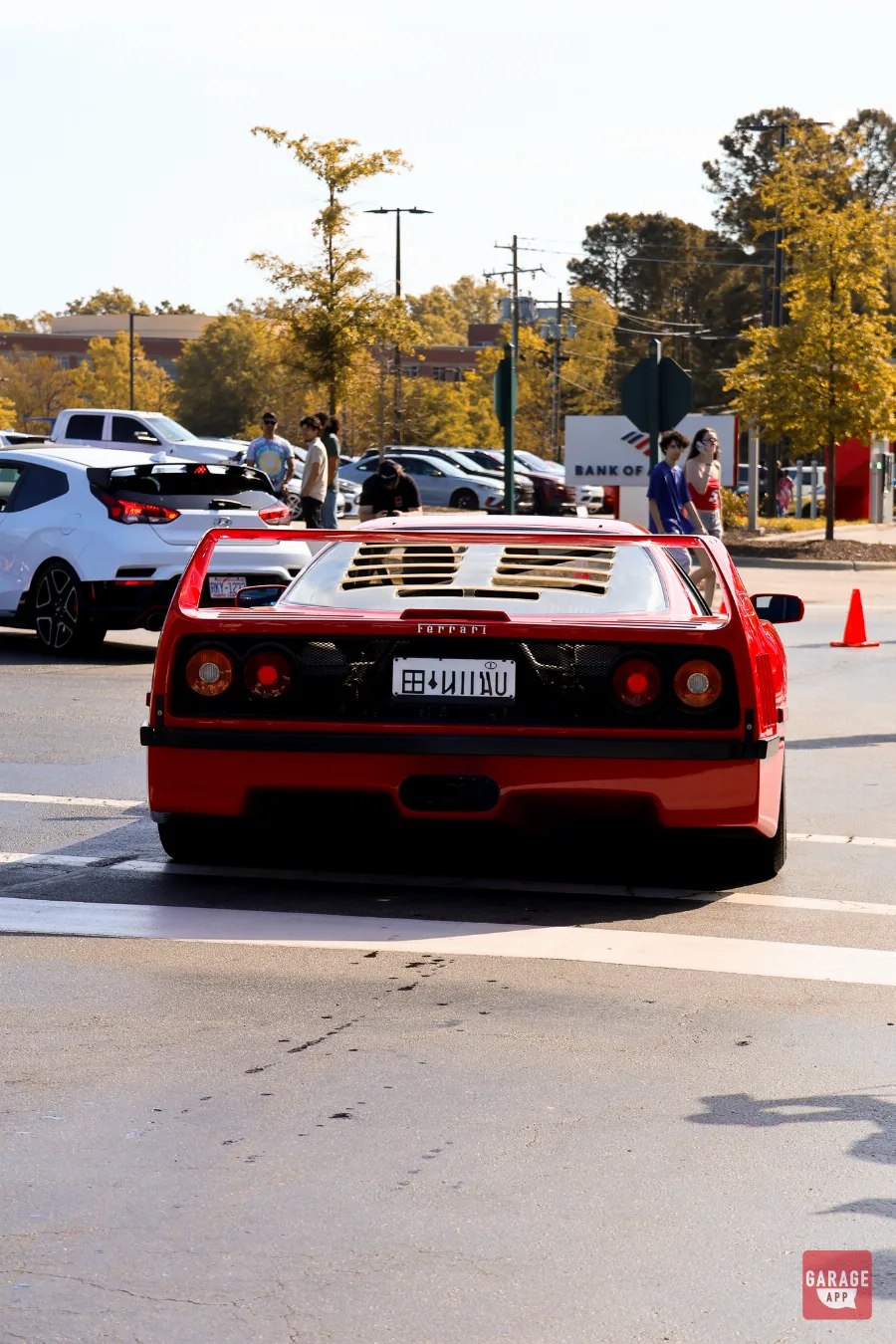 Ferrari F40 rear view round taillights and engine cover detail