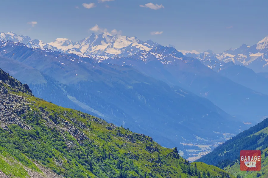 Furka Pass Swiss Alps Mont Blanc massif view