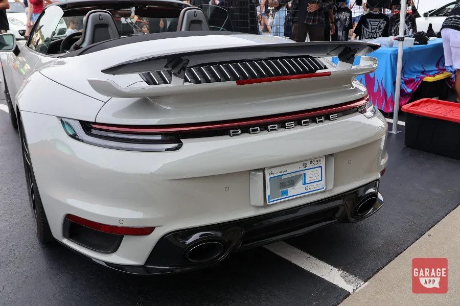 Porsche 911 Turbo S Cabriolet rear spoiler and full-width LED taillight detail