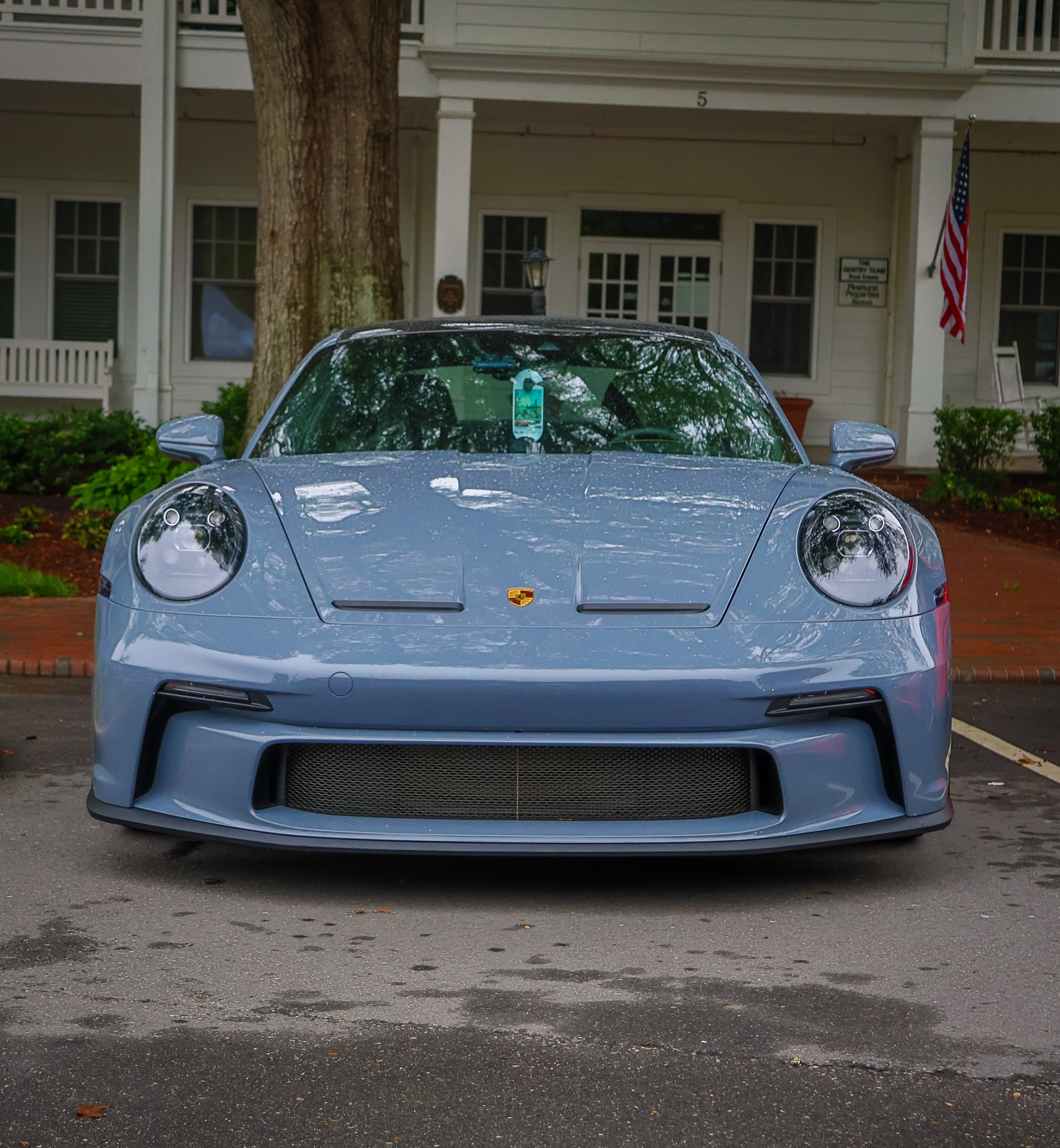 Porsche GT3 Touring front fascia close-up outside Pinehurst Resort North Carolina