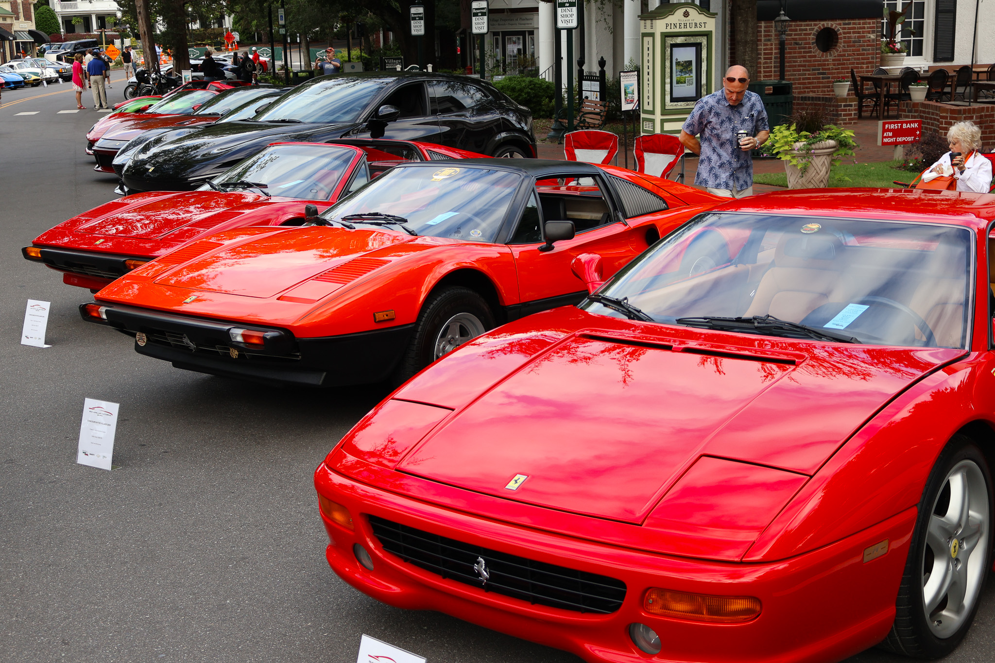 Red Ferrari 355 lineup at Sandhills Motoring Expo Pinehurst