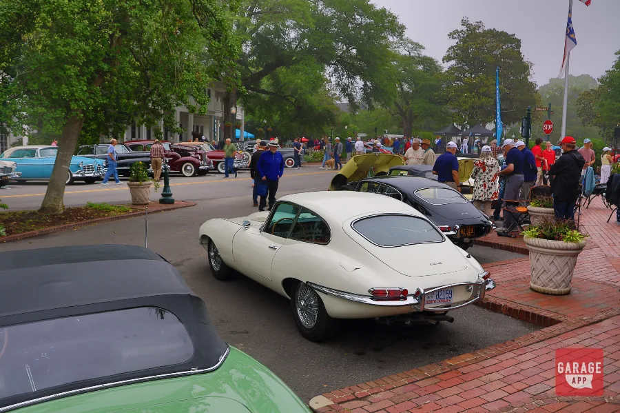 White Jaguar E-Type rear view at Sandhills Motoring Expo